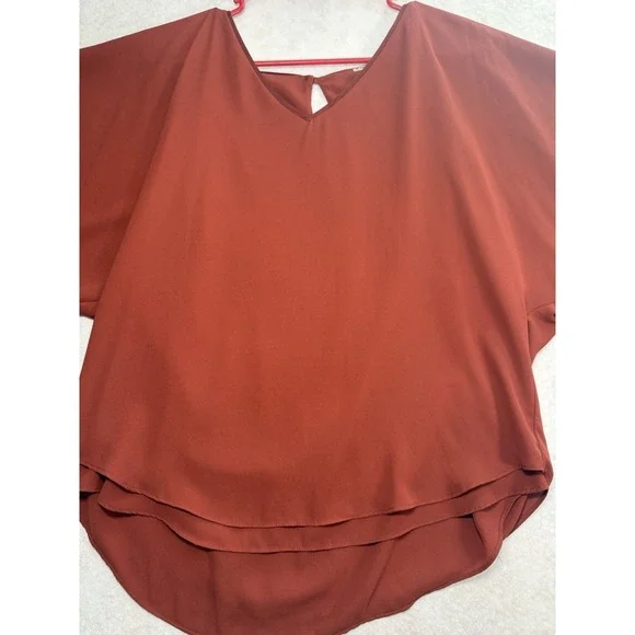 White House Black Market Rust Layered Kimono Sleeve Flowy Top Shirt S - Picture 2 of 10